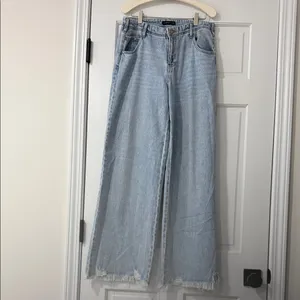 Sincerely Jules Jeans Juniors 5/27 Blue High Rise Wide Leg Distressed SJ28577AZW thumbnail 3