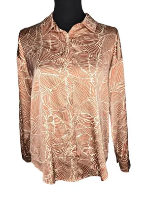 Blush Brown‎ Satin Button-Up Top thumbnail 1
