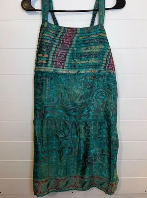 Elegant Teal and Purple Mini Dress Made In India Swami Gear Size L/XL Boho thumbnail 1