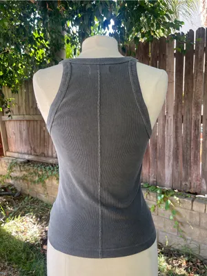 Rowan Pruitt Tank Top 100% cotton ribbed Gray boho festival casual streetwear S thumbnail 4