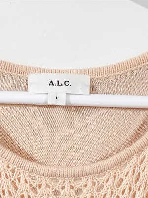 A.L.C Cream Crochet Tulled MIDI Tank Dress Size Large thumbnail 4