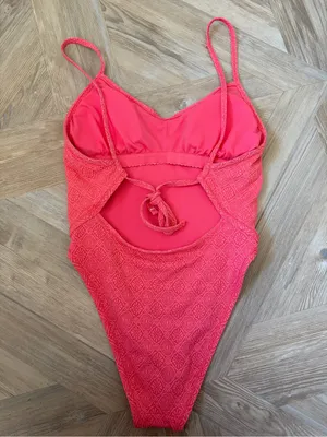 Wild Fable Coral Pink One Piece Swimsuit Tribal Diamond Pattern Size Small Beach thumbnail 2