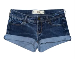 Hollister Ultra Low Rise Micro Mini Jean Shorts Dark Wash Cuffed 0 / 24 y2k thumbnail 1