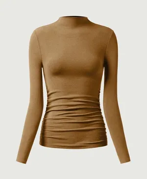 NWT OGL Eco Mousse Ruched Long Sleeve Premium warmth mock neck Shirt small thumbnail 1