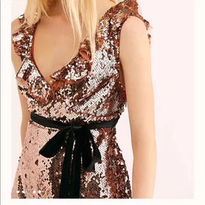 NWT Free People Sequin Siren Mini Dress Velvet Tie SZ-2 All Over Sequins thumbnail 8