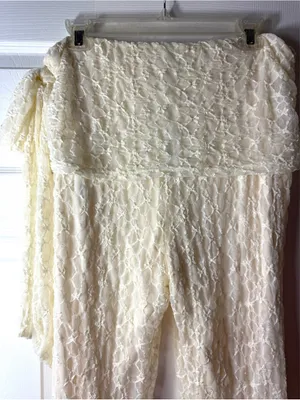 PrettyLittleThing Cream Lace Tie Knot Capri Pants Size 12 Large NWT Stretch thumbnail 8
