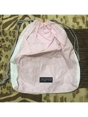 Jansport Pink & White Vintage Drawstring Bag, Used thumbnail 5