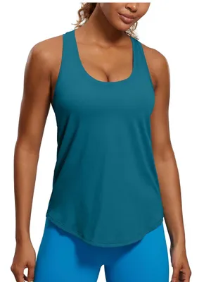 CRZ Yoga Teal Racerback Round Neck Tank Top Size Small thumbnail 1