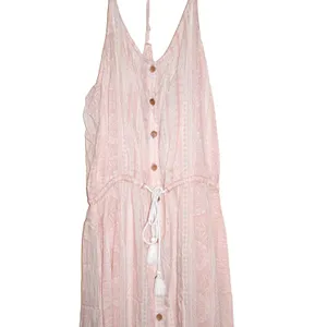 Roxy Maxi Dress Womens Small Pink Good T-Back Boho Tribal Print Button Front thumbnail 2