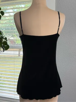 Karen Kane Velvet Black Cami Top Size Medium Beaded neckline thumbnail 3