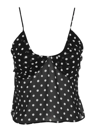 Sasha Therese Black Polka Dot Sheer Spaghetti-Strap Cami thumbnail 1