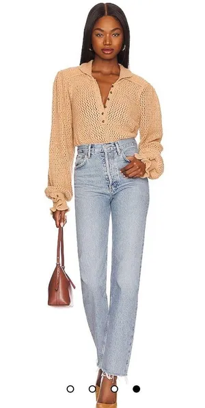 Free People Care Snowdrift Pullover in Camel Heather BNWTS SIZE XS $138.00 thumbnail 4