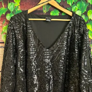 City Chic Long Sleeve Black Sequin Midi Dress 2XL XXL NYE Formal Holiday Black thumbnail 1