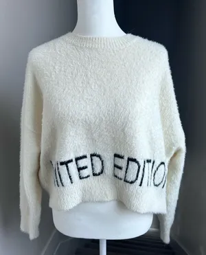 Adika Soft Fuzzy Cropped Sweater “Limited‎ Edition” Cream Oversized Cozy XS S thumbnail 1