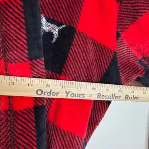 PINK Victoria's Secret Women's Buffalo Plaid Hooded Sequin plush Robe y2k XS/S thumbnail 5