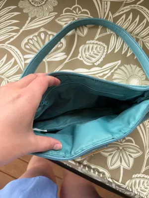 Light Blue Leather Hand Bag with Buckle Detail thumbnail 4