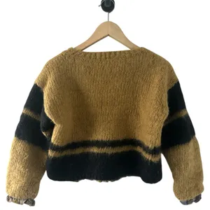 Vintage Wool Sweater Gold Small Cropped Y2K 90s grunge flannel lined edgy yellow thumbnail 2