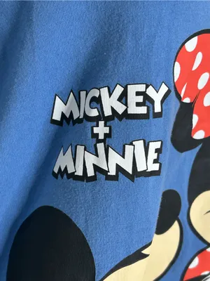 Disney Blue V-neck T-shirt with Large Mickey and Minnie Graphic size 1X thumbnail 4