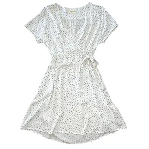 Bella Ella White Black Polka Dot Faux Wrap Dress Rayon S‎ Summer Wedding Guest thumbnail 2