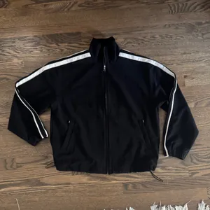Athleta black and cream cinchable adjustable zip up track jacket thumbnail 3
