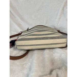 Fossil Purse White/Blue Stripes Crossbody Key thumbnail 3