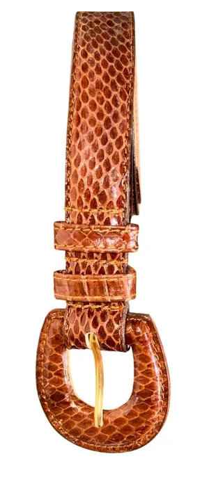 Genuine‎ Snake Skin Belt Womens M/L Brown Cognac Exotic Leather Western Boho Y2K thumbnail 1
