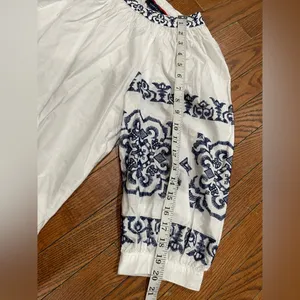 Tommy Hilfiger White and Blue Embroidered Blouse thumbnail 5