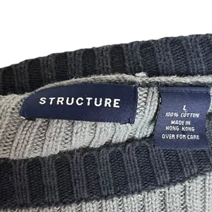 Structure Women's‎ L Ribbed Knit Crop Sweater Multi Blue Chunky Stripe Nautical thumbnail 5