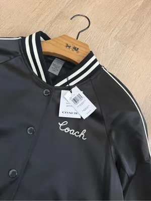NWT Coach Reversible Signature C Varsity Bomber Jacket Black White Size S CAH06 thumbnail 7