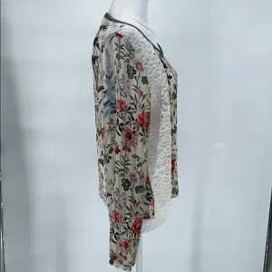 Loyd/Ford Plam Spring Women's Long-Sleeve Lace Floral Sheer Blouse Size L thumbnail 4