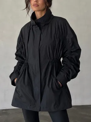 Fabletics black ruched utility jacket  thumbnail 1
