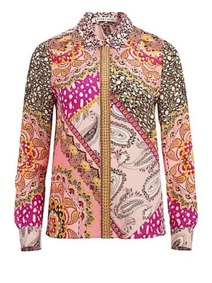 NWT- Alice and Olivia Willa Hidden Placket Silk Top Size S thumbnail 1