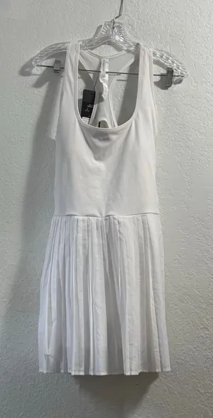 Fabletics white one piece tennis skirt dress gym new with tag L thumbnail 1