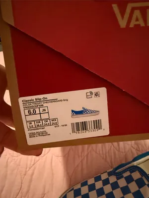 Vans Kids or Woman’s Slip-On Checkerboard Sneakers — Blue & White thumbnail 2