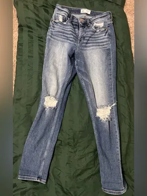 BKE High Rise Faded Blue Distressed Jeans thumbnail 4