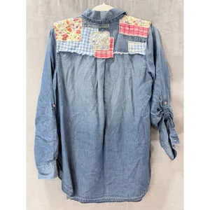 NWT Vintage America Blues Brigit Denim Patchwork Shirt M Western Cottagecore‎ thumbnail 2