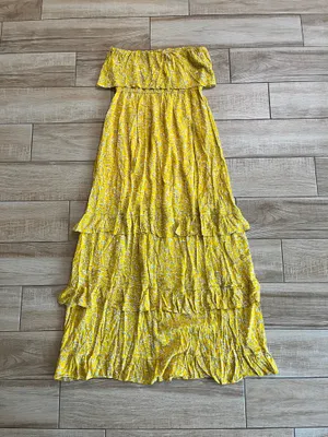 Womens Zattcas Yellow Floral Strapless Maxi Dress - M thumbnail 4