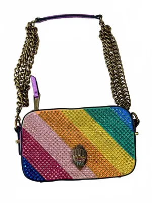 Kurt Geiger Kensington Rainbow Leather Crossbody Bag Crystal Eagle Chain Handbag thumbnail 1
