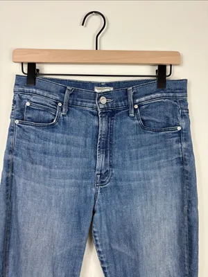 Mother Stunner Zip Ankle Step Fray Jeans Women’s Size 28 Good Girls Do Blue thumbnail 4
