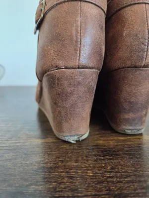 Maurices Cheri Lace Up Wedge Bootie Ankle Boot Brown Boho Indie Size 8 *flawed* thumbnail 5