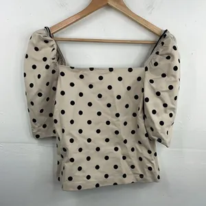 H&M Polka Dot Puffy Sleeve Crop Top size Medium thumbnail 5