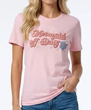 Mermaid Off Duty T Shirt M Pink Beach Graphic NWT Casual Short Sleeve Tee thumbnail 1