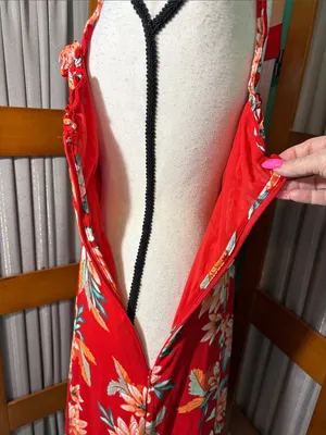 Forever 21 Red Floral Ruffled Midi Dress thumbnail 9