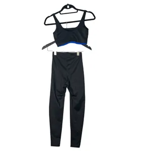 YITTY Lizzo Activewear Set Bra Top Leggings Athletic Workout Gym Blue Trim XS thumbnail 3