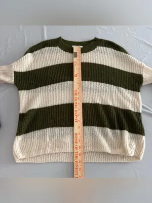 Madewell Stripe‎ Rosario Sweater Green and White M thumbnail 5
