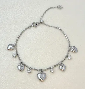 Adjustable CZ Love Heart Charm Bracelet for Women thumbnail 1
