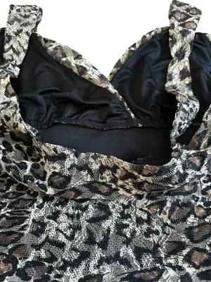 Express Mesh Lace Animal Print Babydoll Ruched Y2K Indie Sleaze Edgy Mob Wife thumbnail 5