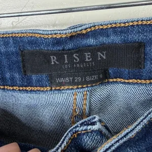 RISEN Denim Medium Wash Distressed High Rise Slim Straight Ankle Jeans Size 9/29 thumbnail 7