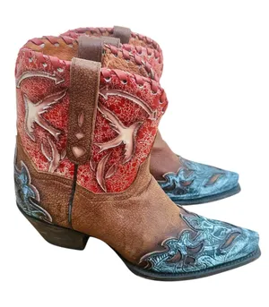 Dan Post Women's Leather Love Bird Brown Cowgirl Western Ankle Boot Size 8 thumbnail 1