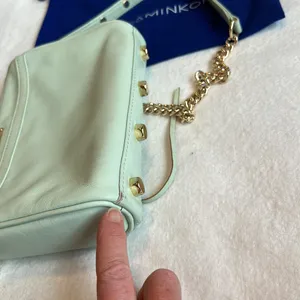 Rebecca MINKOFF Sherbet Green Leather Crossbody Purse Handbag with gold chain thumbnail 7